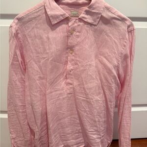 Xacus Pink 100% Linen Casual Button Down Pink Shirt New Without Tags